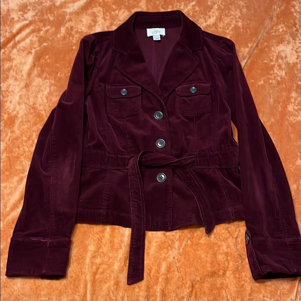 LOFT Burgundy Blazer Tailored Elegance